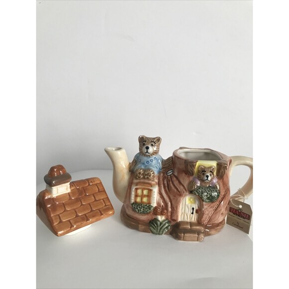 MIni Tea Pot. Bears In Shoe By Cardinal.  Hand Painted - Picture 8 of 10
